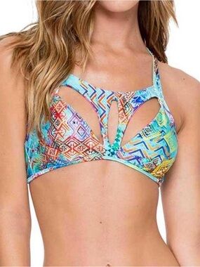 Luli Fama Swim Cayo Hueso So Close Victoria Cut Out Bikini Top - XS